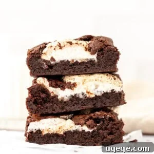 Gooey Marshmallow-Stuffed Chocolate Brownies 6 Stack of three marshmallow brownies